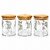 GARV 210Ml Borosilicate Glass Storage Jar With Warli Print And Airtight Pinewood Lid (Set Of 3)