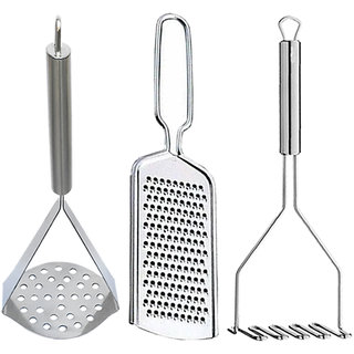                       Oc9 Stainless Steel Cheese Grater and Potato Masher (Pack of 2) For Kitchen Tool                                              