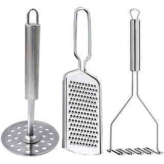                       Oc9 Stainless Steel Cheese Grater and Potato Masher (Pack of 2) For Kitchen Tool                                              
