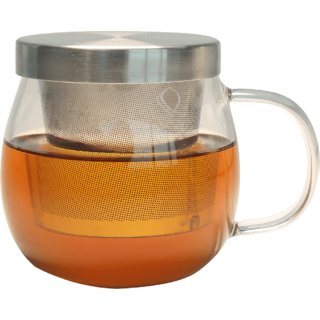                       Okayti Tea cup with steel filter  Glass Cup with Stainless Steel Infuser                                              