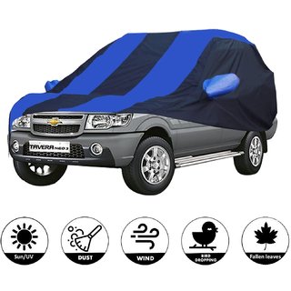 Allextreme CTZ5002 Car Body Cover with Chevrolet Tavera Custom Fit Body Protection (Navy Blue  Blue with Mirror)