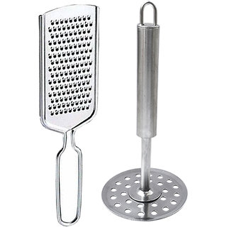                       Oc9 Stainless Steel Cheese Grater / Coconut Grater and Potato Masher / Pav Bhaji Masher For Kitchen Tool                                              