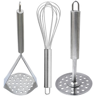                       Oc9 Stainless Steel Whisk / Egg Whisk and Potato Masher (Pack of 2) For Kitchen Tool                                              