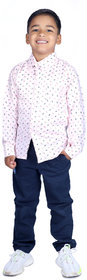 Kid Kupboard Cotton Full Sleeves White Shirt for Boys