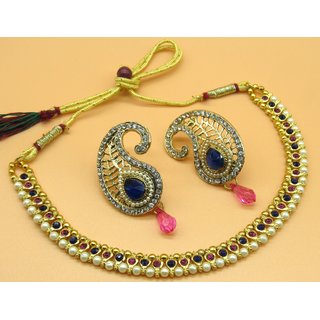                       Pink and Blue mango pearl Necklace Set                                              
