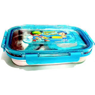                       Stainless Steel Lunch Box Container with Plastic Body Cover, 500 ML.                                              