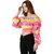 women regular fit multi color ruffle crop top