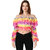 women regular fit multi color ruffle crop top