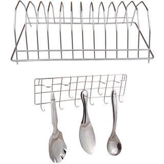                       Oc9 Stainless Steel Glass Holder / Glass Stand and Wall Mounted Ladle Hook Rail For Kitchen                                              