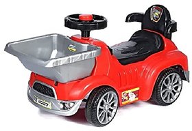 VEE-GrowToys OOGA Rider Push Car with Front Basket, Horn and Music for Baby boy and Girl, Kids Ride on Drive/Swing-Red