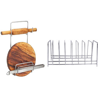                       Oc9 Stainless Steel Plate Stand / Dish Rack and Chakla Belan Stand For Kitchen                                              