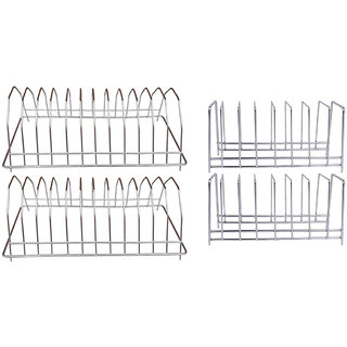                       Oc9 Stainless Steel Plate Stand / Plate Holder / Dish Rack / Dish Holder (Pack of 4) For Kitchen                                              