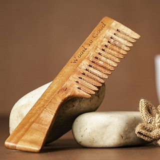 Neem Wood Hair Comb for women / Men  Wooden Rack Handle Comb  Best for hair  Healthy Scalp