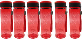Harsh Pet double decor Boss 650ml Boss Set of 6 Plastic Bottle Food Grade Fridge Square Water Bottle (Set 6 Pieces RED)