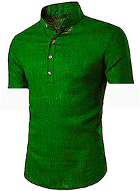 Singularity Short Green Kurta Half sleeves for Men  boys