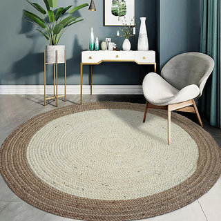                       MRIC Luxurious Handmade Floor Carpets, Natural Fiber Jute Carpet (100cm, 3.4 Feet) Round Jute Rug                                              