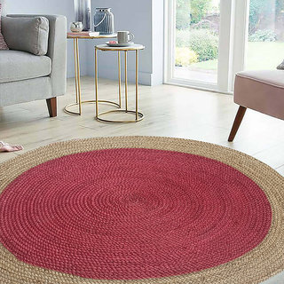                       MRIC Premium Handmade Floor Carpets, Natural Fiber Jute Carpet (100cm, 3.4 Feet) Round Jute Rug                                              