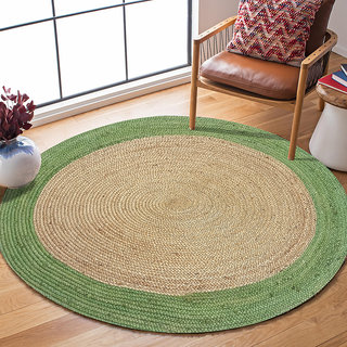                       MRIC Marvelous Handmade Floor Carpets, Natural Fiber Jute Carpet (100cm, 3.4 Feet) Round Jute Rug                                              