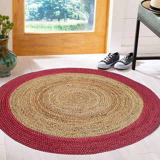                       MRIC Exclusive Floor Carpets, Natural Fiber Jute Carpet (100cm, 3.4 Feet) Round Jute Rug                                              