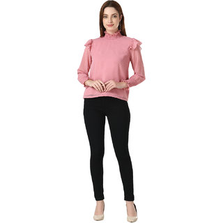                       Women Regular fit  georgette dot pink top                                              