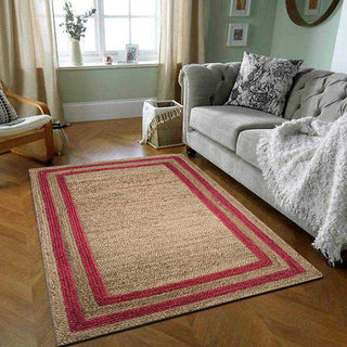                       MRIC Attractive Carpet Handmade Jute Floor Carpets (Width 90cm x Length 150cm, 3.0 Feet x 5.0 Feet) Jute Carpet                                              