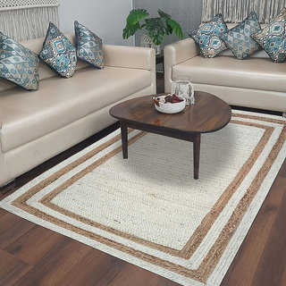                      MRIC Luxurious Handmade Jute Floor Carpet (Width 90cm x Length 150cm, 3.0 Feet x 5.0 Feet) Rectangular Jute Carpet                                              