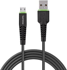 PHILIPS DLC1530U 5 A 1.2 m Rubber Micro USB Cable (Compatible with Micro USB Port, Black, One Cable)