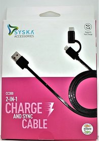 Syska CC300 1.5 m USB Type C Cable (Compatible with ALL SMART PHONE, Black)