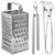 Oc9 Steel Grater / Slicer and Roti Chimta / Cooking Tong and Utility Pakkad For Kitchen Tool Set