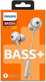 PHILIPS SHE4305WT/27 Bass+ Earphone with Mic Headphone Wired Headset (White, In the Ear)