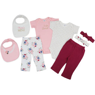 Little Treasure Mama's Mini Clothing Clothing Gift Set for Baby Girl 8Pcs Pack (0-6 Months)