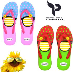 Polita Women's/Girls Comfortable Daily Slipper Flip Flops (Pack Of 2)