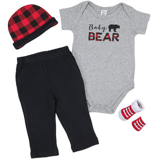 Little Treasure Baby Bear Layette Clothing Gift Set 4Pcs Pack (0-3 Months)