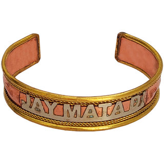                       M Men Style Copper Plated  English Alphabet Letter Jai Mata Di Hindu Kada Bracelet For Men And Women                                              