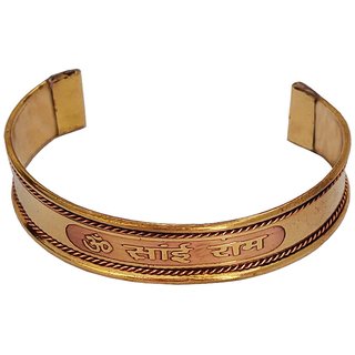                       M Men Style Copper Plated  Adjustable  Religious Om Sai Ram Hindu  Kada Bracelet For Men And Women                                              