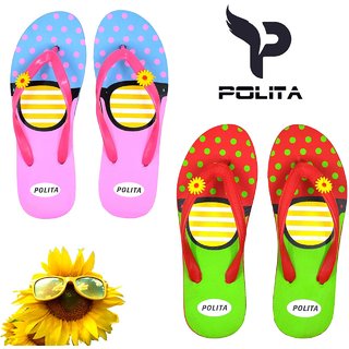 Polita Women's/Girls Comfortable Daily Slipper Flip Flops (Pack Of 2)