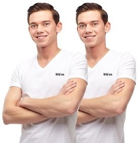 Wild We Premium Cotton Half Sleeve Vest for Men Pack of 2 White