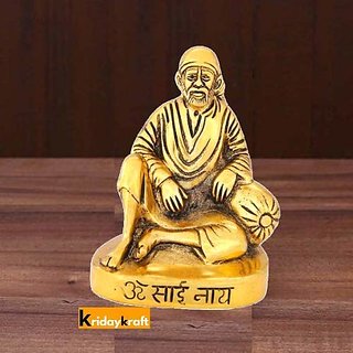                       Mehra's Lifestyle Sai Baba in Sitting Posture in Metal Antique Gold Plated                                              