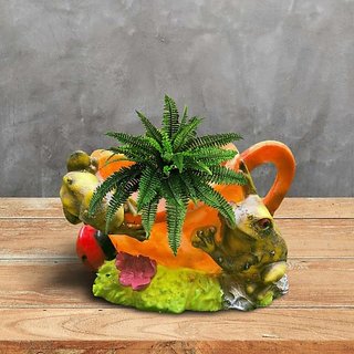                       Mehra's Lifestyle Unique and Stylish Garden Frog Resin Planter Pot, Multicolour                                              