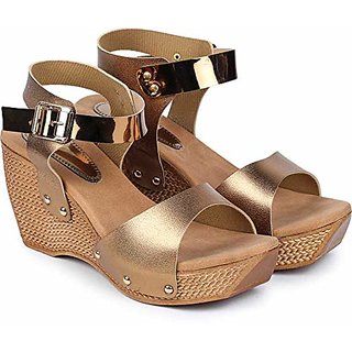                       Funku Fashion Women Wedges Heel Sandal With Buckle Clouser                                              