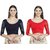 H3F Women Cotton Lycra Stretchable Blouse Combo Pack of Blue  Red (Free Size)
