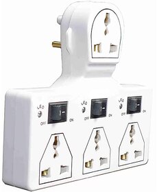 Multi Plug 3+3 Universal Socket Adaptor with Led Indicator  Individual Switch, 6 Amp Extension Cord Board