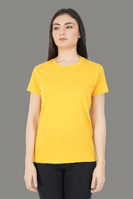 Pudukudi Womens Golden Yellow Plain T-shirt