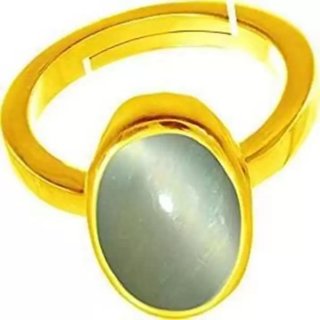                       Cat's Eye Stone Ring Gold Ring Adjustable For Unisex                                              