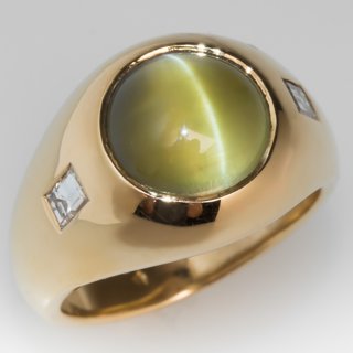                       Natural  Certified Cat's Eye Stone Ring                                              