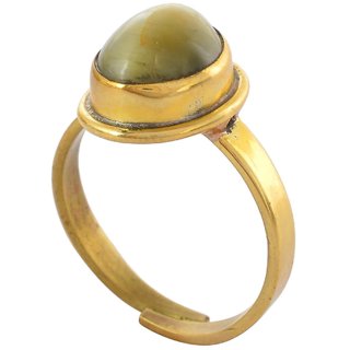                       Certified & Natural Cat's Eye Gemstone Gold Adjustable Ring                                              