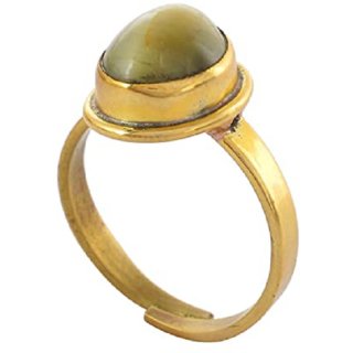                       Certified and Beautiful Green Cat's Eye Adjustable Ring                                              