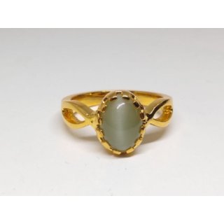                       Certified Natural Cat's Eye Gold Adjustable Ring                                              