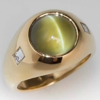                       Beautiful and Pure Gold Cat's Eye Ring For unisex                                              