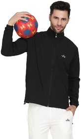 Ziku Sports Cotton Blend Ns Lycra Black Sports Track Jackets For Men